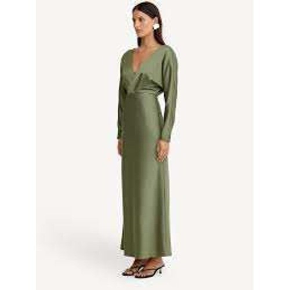 Significant Other NEW Women Sage Draped Deep VNeck Maxi Dress SZ 4 Wedding Glam - Picture 1 of 9